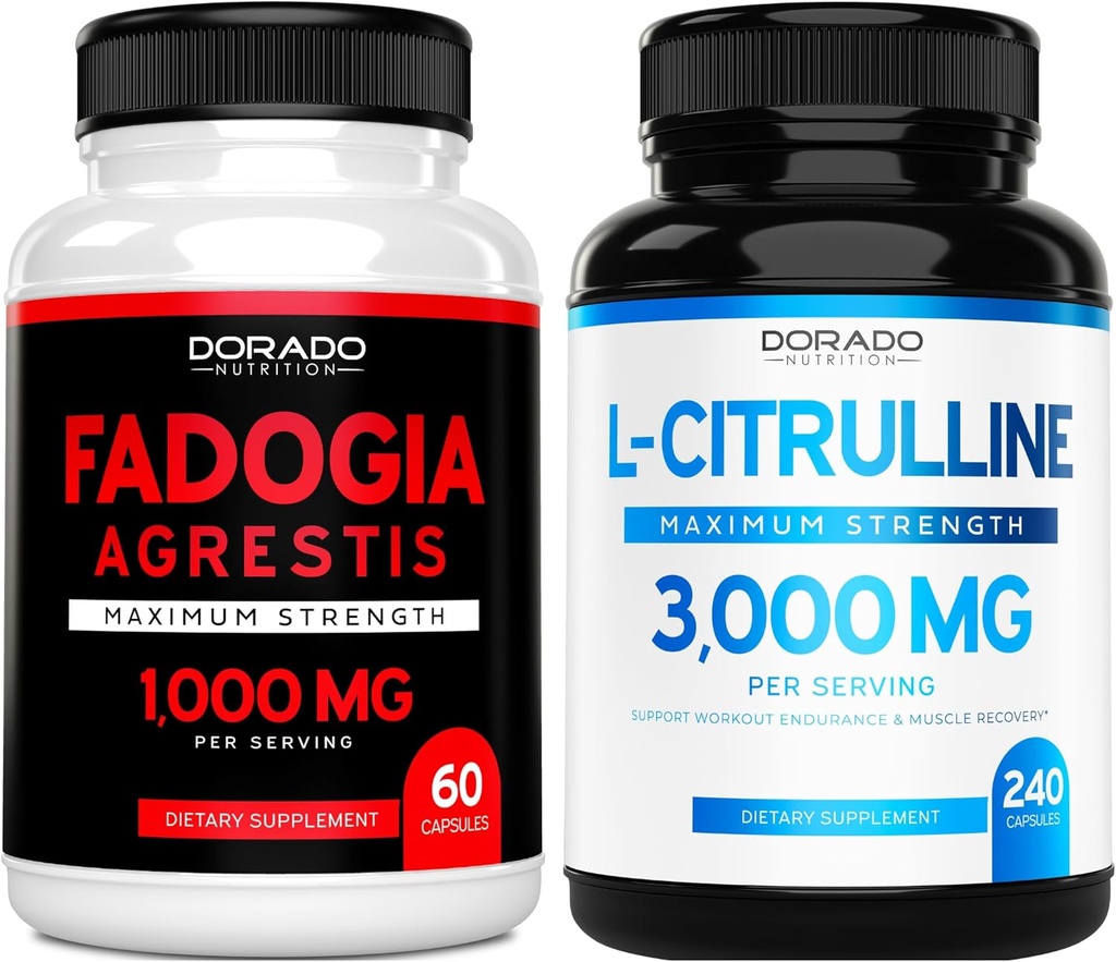 Fadogia Agrestis Extract (60 aantal) Maximale sterkte - Athletische prestaties & spiermassa ondersteuning en L Citrulline (240 aantal) L Arginine & Nitric Oxide voor prestaties voor trainingen - Vegan & USA Made