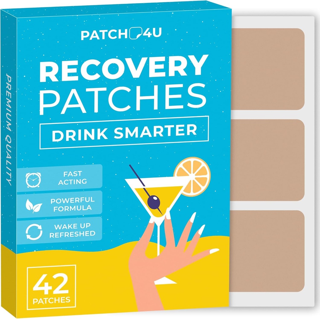 Party Recovery Patches 42 Pack - Wake Up Refreshed & Energized with our 100% Natural Ingredients Patch - Skin-Friendly & Waterproof - Apply before Drinking - Enhanced Morning Formula