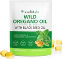 Huile d'Origan Softgels, 120 capsules de complément d'huile de comte Origan, 2 en 1 6000mg huile d'Origan avec huile de graines noires 200mg, extrait d'huile d'Origan biologique, non-OGM, sans gluten
