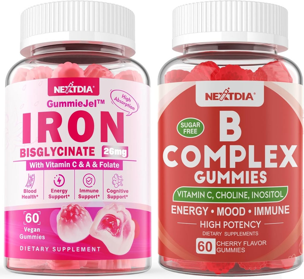 Gommies complexes de vitamine B et gommies remplies de fer 26mg