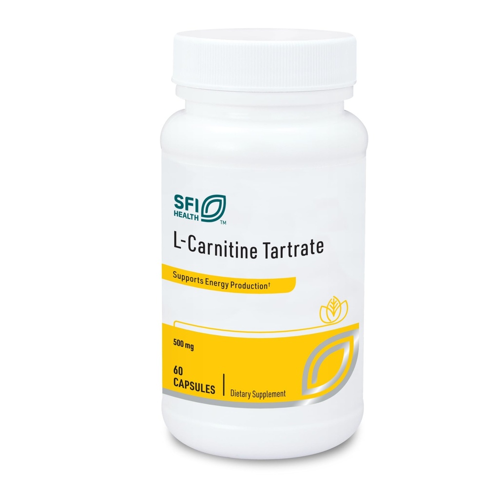 Klaire Labs SFI Health L-Carnitine Tartrate - 500 mg d'acide amino, L-Carnitine stabilisée - Pas de D-Carnitine synthétique (60 capsules)