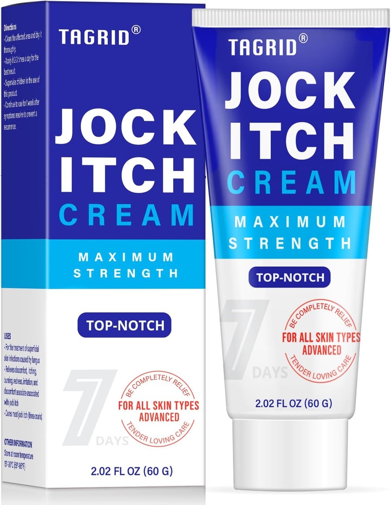 TAGRID Jock Itch Cream, Jock Itch, Jock Itch Cream Extra sterkte voor mannen & vrouwen, Itchy Balls Cream, Gistinfectie behandeling voor mannen & vrouwen, Itch Cream - Krachtig en snel - 60g