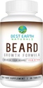 Beste Aarde Natuurlijke Baard Groei Formule voor Mannen Vitaminen, Nutriënten, Biotine, Zag Palmetto, en PABA voor Gezichtsgroei 30 Tel.