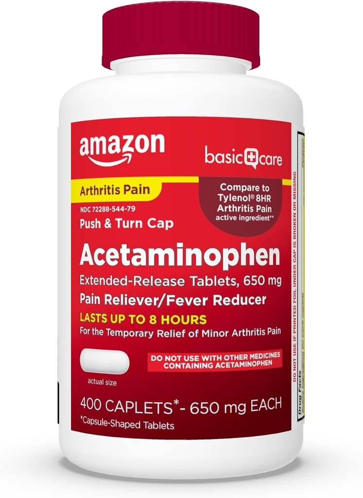 Basic Care Acetaminophen Extended-Release Tablets, 650 mg, Artritis Pijn, 400 Tellen
