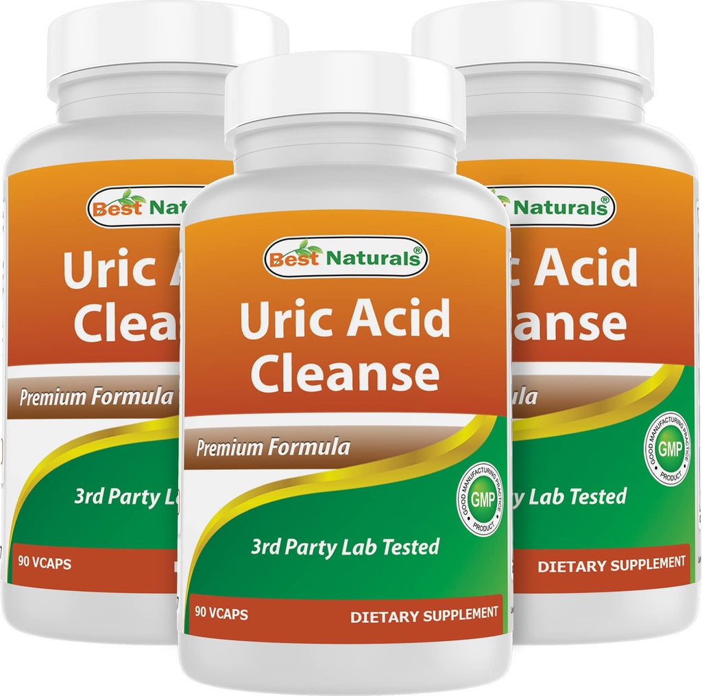 Meilleures Vitamines de nettoyage d'acide Urique naturelles pour les hommes et les femmes - 90 Capsules de légumes (90 Nombre (paquet de 3))