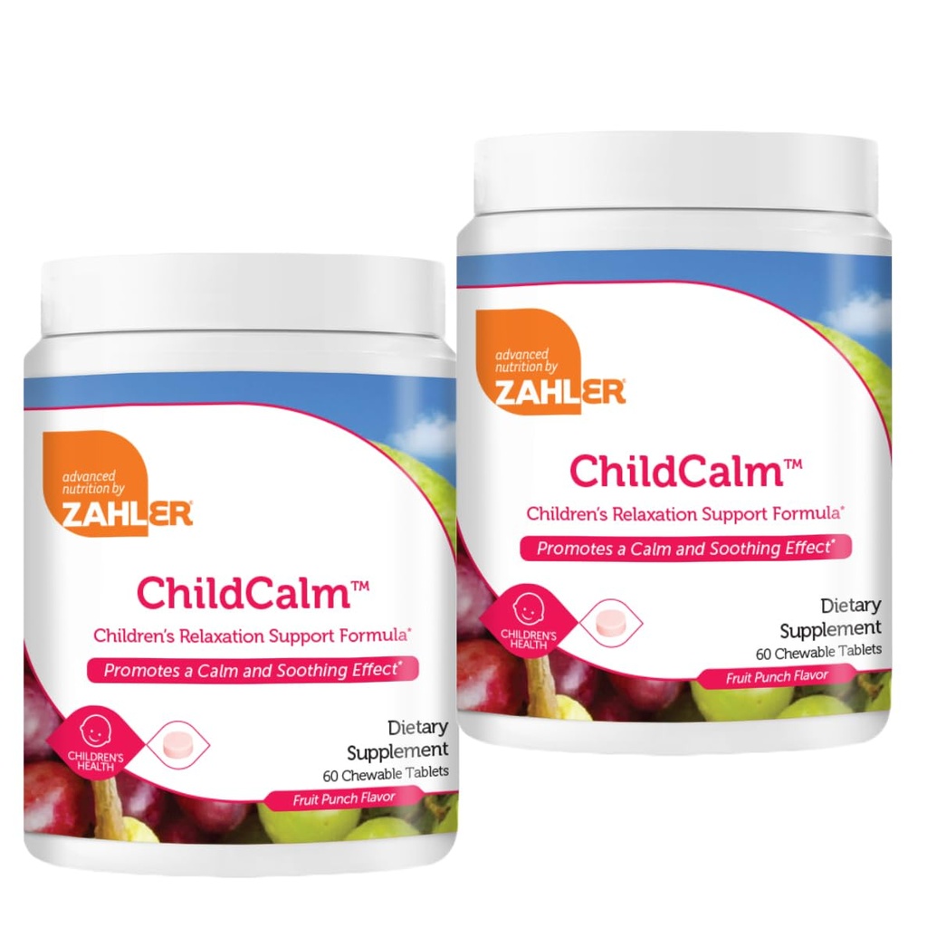 Zahler ChildCalm, punch Kosher Fruit Magnésium à mâcher pour les enfants - Calme naturel, soutien de l'humeur et relaxation - Supplément de Magnésium pour enfants apaisants Magnésium pour enfants, (2 pack)