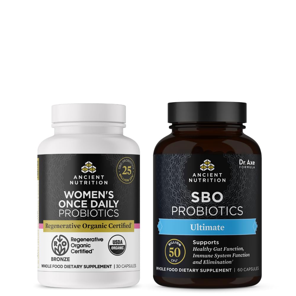 Oude voeding Regenerative Organic Certified Probiotics, Women's Once Daily, 30 Tellen + SBO Probiotica, Ultimate, 60 Tellen