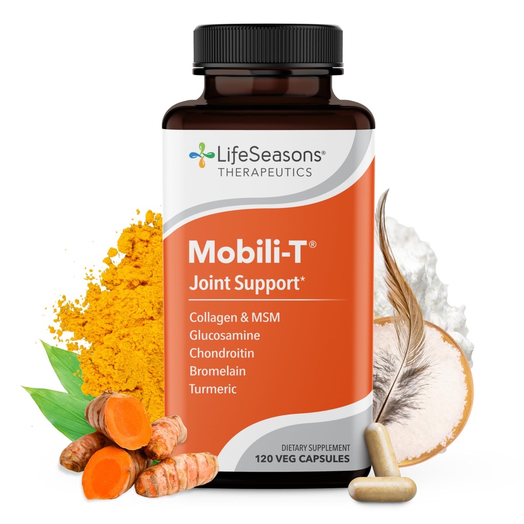 LifeSeasons Mobili-T - Joint Support Supplement - Reduces Aches & Discomforts - Excrease Range of Motion - Rebuild Tissue & Cartilage - MSM Chondroitin Collagen Glucosamine & Turmeric - 120 Capsules