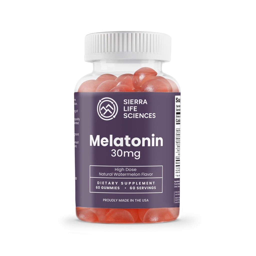 30mg Melatonin Gummy (High Dose Sleep Support for Adults) Formulation avancée d'un jour avec des Gummies Dérivés de la pomme (Health Dose Support for Adults)