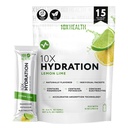 10X Hydratation Santé Packets Citron Lime Electrolyte Drink Mix Liquide 15 Stickpacks avec Citrate de magnésium, Sodium et Potassium - Electrolyte naturel aromatisé