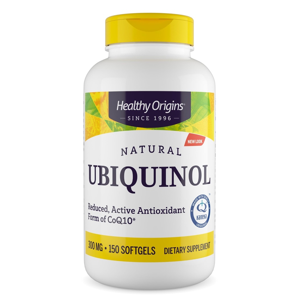 Gezonde oorsprongen Ubichinol (actieve vorm van CoQ10), 300 mg - Ubichinolsupplementen voor hartgezondheid en antioxidantondersteuning - Glutenvrije en niet-GMO-supplement - 150 Softgels