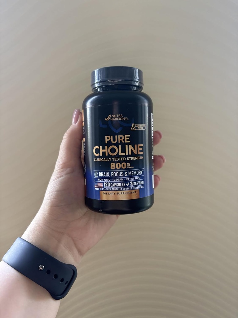 NUTRAHHARMONISY Choline 800 mg - Choline Supplement - Vegan, Non-GMO, Lab Tested - Made in USA - 120 Capsules