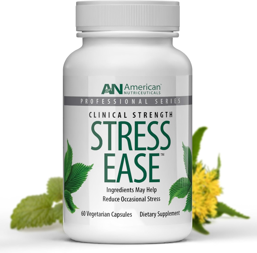 Vitaliteit C American Nutriceuticals - Stress Ease - Theanine Stress Balance Supplement - for Calming, Mood Support, and Cortisol Reducer - Bevat Senoril, Lemon Balm etc. (1-2 maand levering)