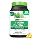 Zenwise Health Vegan Omega 3 Supplement - Burpless Omega 3 Supplement met DHA, EPA & DPA vetzuren voor de gezondheid van de immuunsysteem - Visolie Alternatief van duurzaam geproduceerde mariene algenolie - 120 Softgels