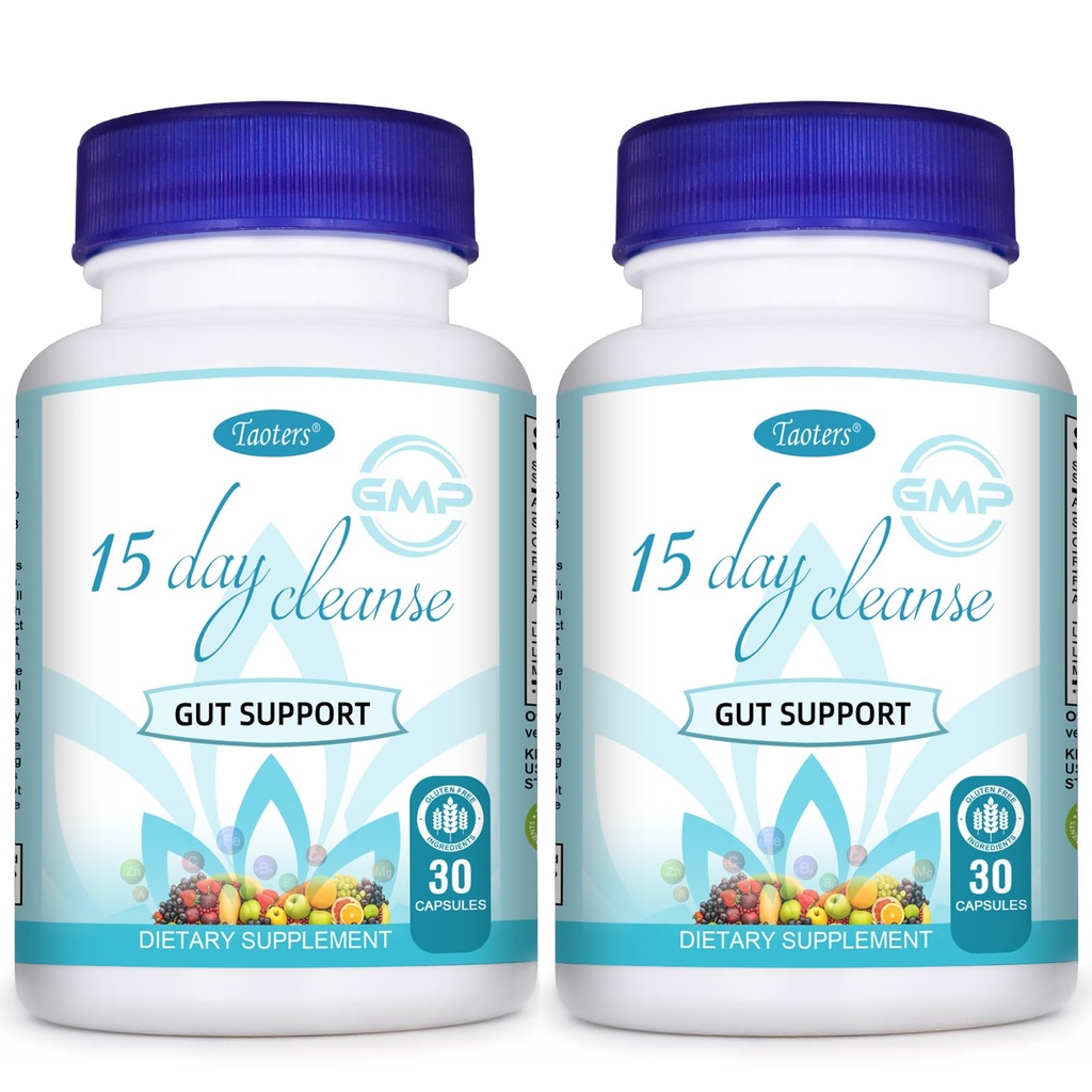 15 Day Cleanse Gut Support 2 Pack de Colon Broom, Supplément Detox avec Senna, Cascara Sagrada & Psyllium Husk, pour hommes et femmes