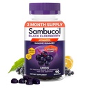 Sambucol Gummies pour les adultes avec la vitamine C; Zinc; Sambucus Gummies pour les baies âgées pour le soutien immunitaire avec des antioxydants élevés; Sans gluten; Vegan; 1 Gummy par portion; 90 Compte (90 jours)