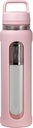 20oz glazen waterfles met silicone sleeve, 600ml mok met 2 Tier Lid (breed mond en kleine mond recht drinken) met theelek fles - Gym Yoga Outdoor Activiteiten (Roze)