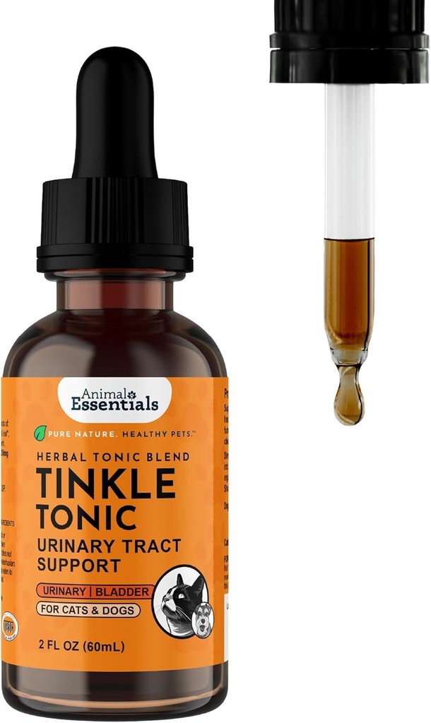 Dieren Essentials Tinkle Tonic - Hond & Kat Urinetrak Ondersteuning, Niersupplement, Ondersteunt urinetrek, Bladder Gezondheid voor Huisdieren, met Marshmallow - 2 fl oz