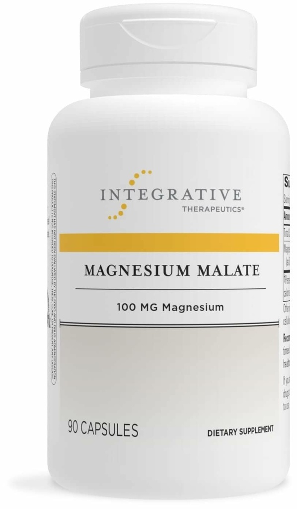 Thérapeutique intégrative Malate de magnésium - Supplément de magnésium pour le métabolisme cellulaire* - Soutien à la santé osseuse et à la fonction musculaire* - Sans gluten et sans lait - 90 capsules (90 portions)
