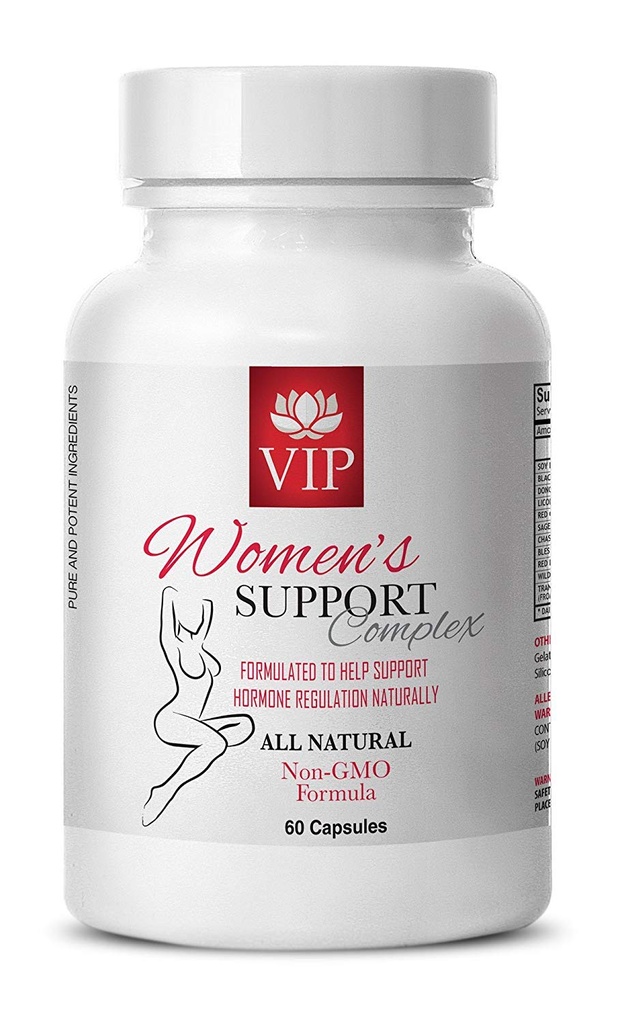 Menstrual relief - WOMEN'S SUPPORT COMPLEX NATURAL - Black cohosh and red clover - Menstrual regulator - Black Cohosh and dong quai - red clover - blessed thistle - soy isoflavones - 1B 60 Caps