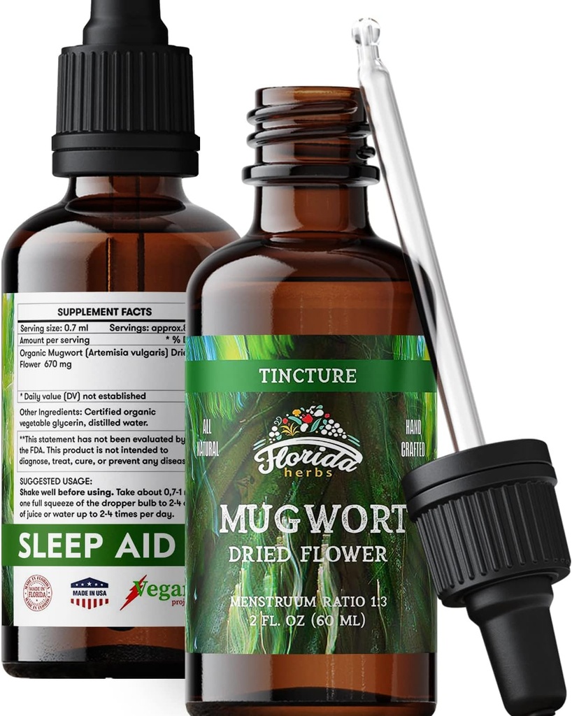 Extrait de mugwort gouttes liquides – Détente organique, gouttes de soutien du sommeil – Teinture de mugwort naturelle - Fabriqué aux États-Unis - 2 Fl Oz