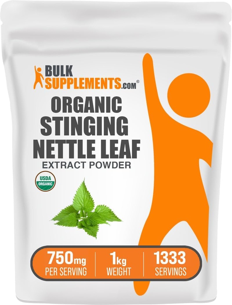 BulkSupplements.com Organic Stinging Nettle Extract Powder - Nettle Leaf Extract, Kruidensupplement - Vegan & Glutenvrij, 750mg per portie, 1kg (2,2 lbs) (verpakking van 1)