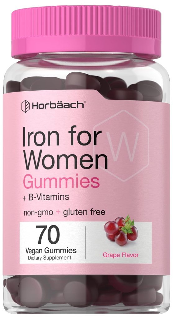 Horbäach Iron Gummies for Women 70 Count 