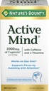 Nature's Bounty Active Mind Dieetsupplement, ondersteunt Focus en aandacht, 1000 mg Cognizin met L-Theanine en Cafeïne Pillen, 60 Capletten