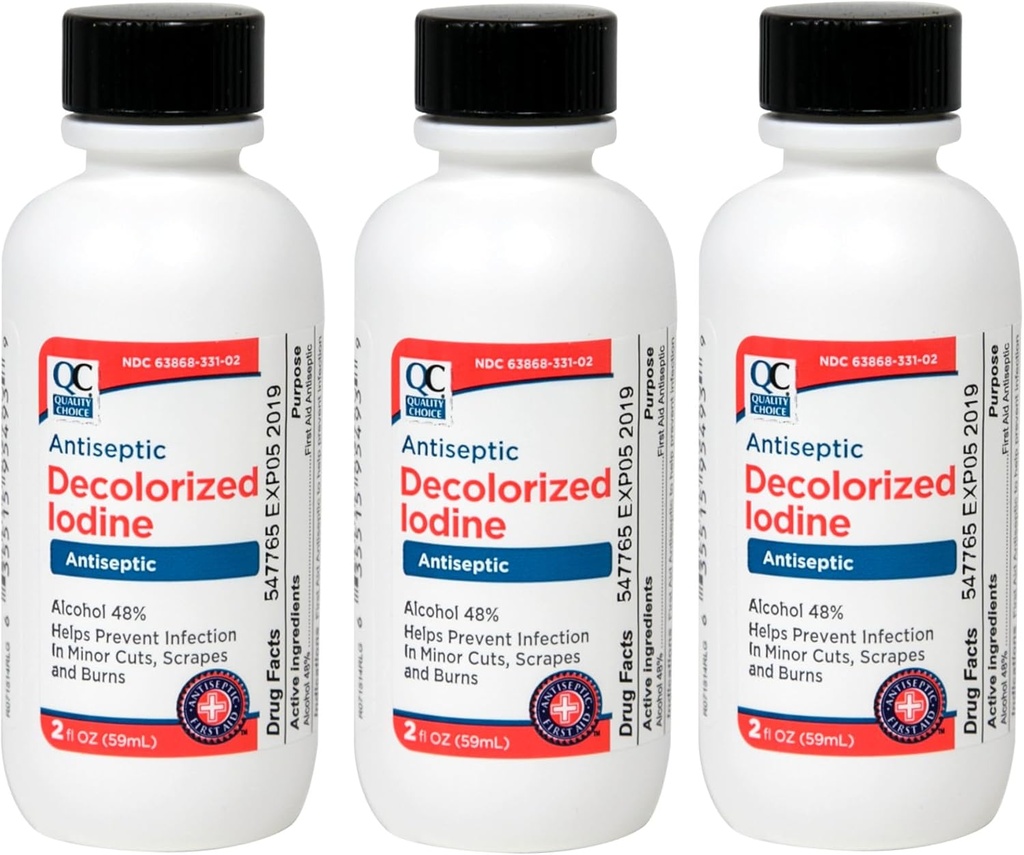 Quality Choice Antiseptisch Ontkleurd Jodium 2 Fl. Oz. - 3 Pack