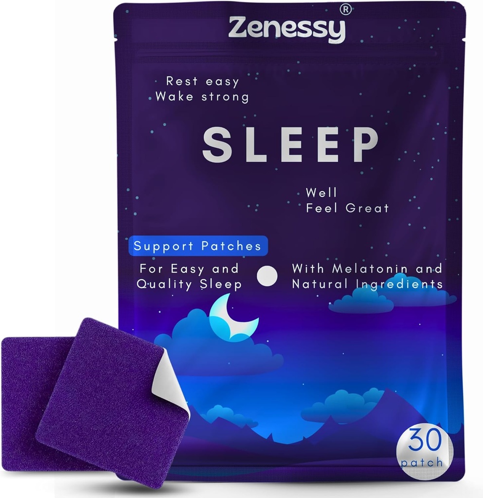 Slaap Patches - Herbal Melatonine, Valeriaanwortel en Magnesium Infused Patches voor een betere slaap, nachtrust en ontspanning, non-habit vormen, gemakkelijk aan te brengen, 30 Patches