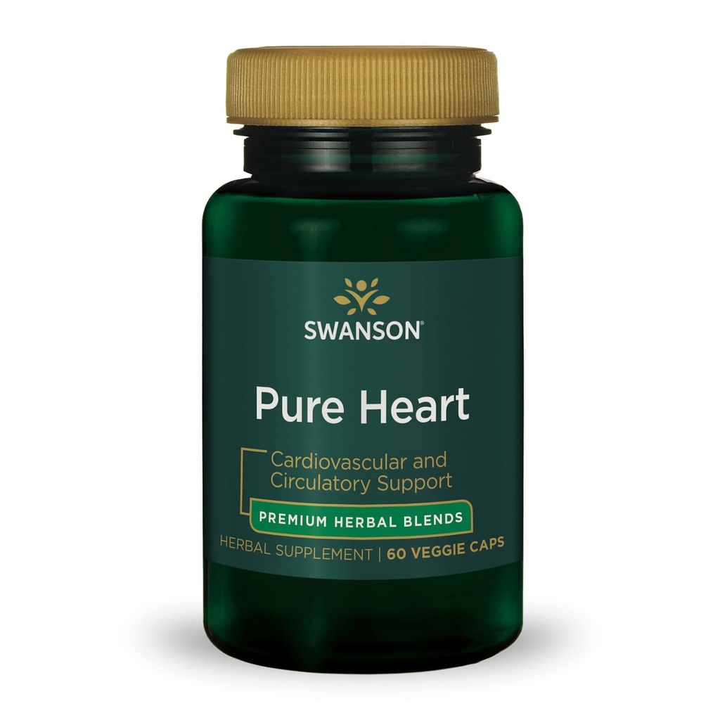 Swanson Pure Heart Cardiovasculaire Circulatory Health Antioxidant Resveratrol Bloeddruk Cholesterol Ondersteuning Kruidensupplement 60 Veggie Capsules (Veg Caps) Vegan