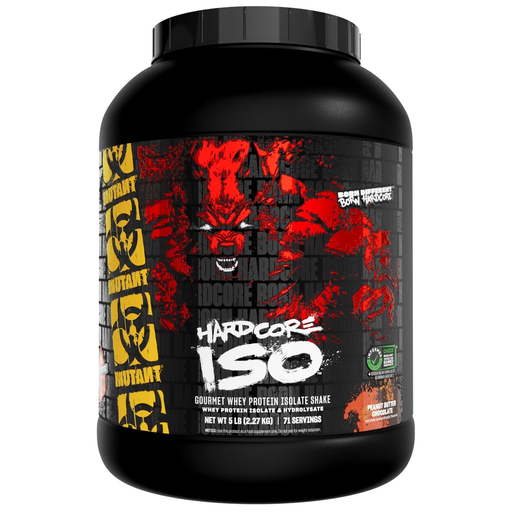 Mutant ISO Surge Whey Protéine Isolate Poudre agit rapidement pour aider à récupérer, construire des muscles, en vrac et la force, 5 lb - Chocolat beurre d'arachide
