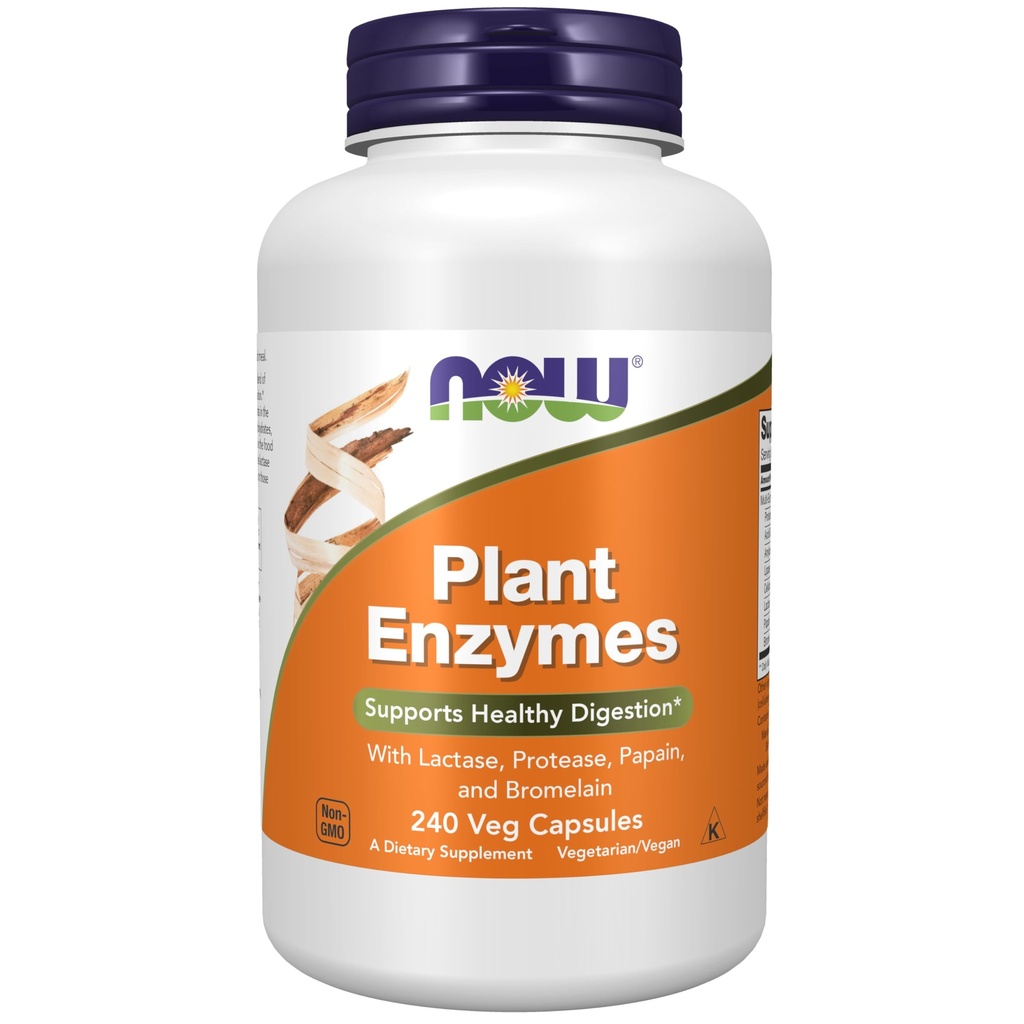 NOW Foods Supplementen, Plant Enzymen met Lactase, Protease, Papain en Bromelain, 240 Veg Capsules