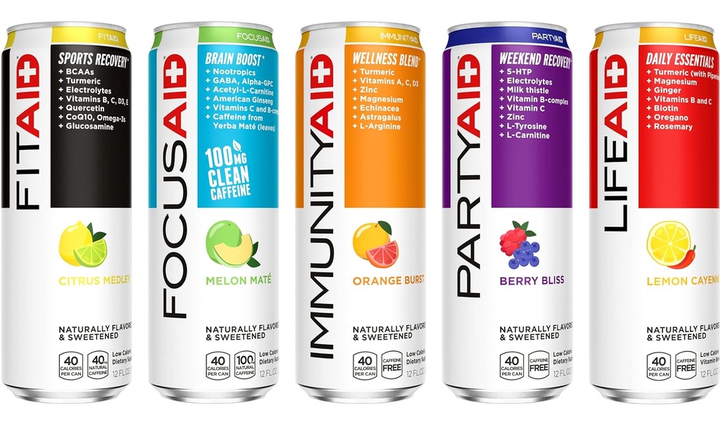 FITAID Post Workout Recovery Drink, Aardbei Lemonade, BCAA's, Glucosamine, Elektrolyten, Alles In Een Kan, Paleo, Veganistisch & Glutenvrij, 40 Calorieën, 12 Fl Oz (pakket van 24)
