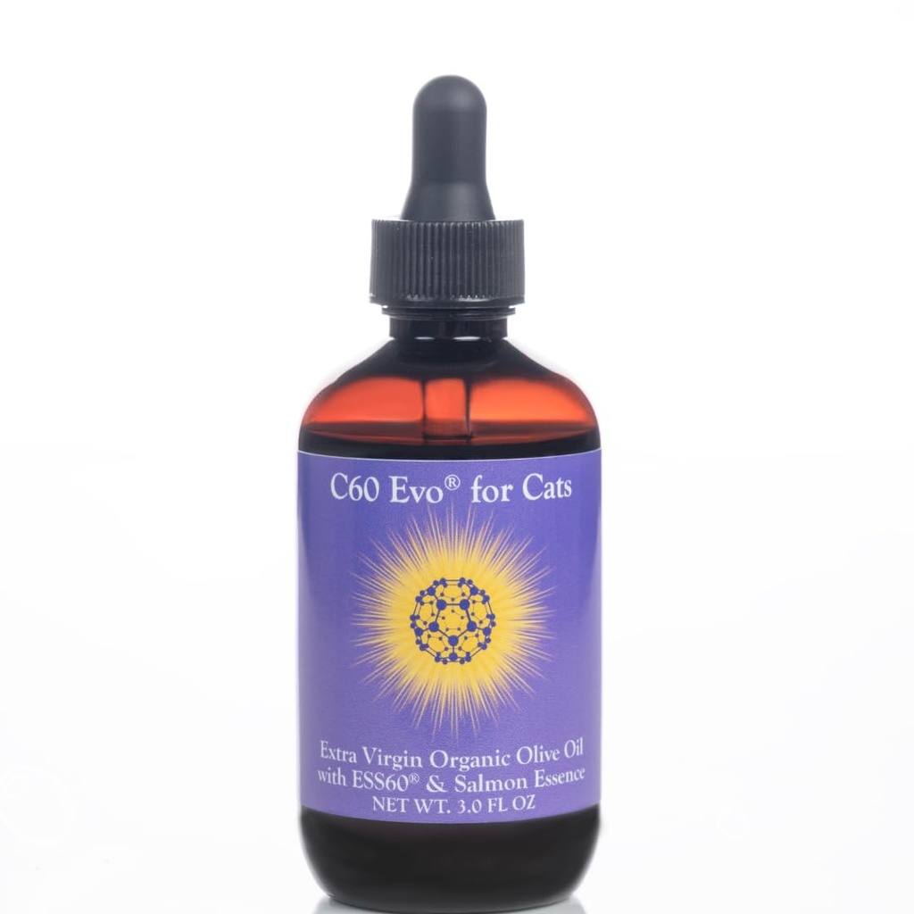 ESS60 Olijfolie voor katten - Organische extra-Virgin olijfolie, zuivere C60 ESS60 (.8 mg/ml) en natuurlijke zalmessence ter ondersteuning van uw katten