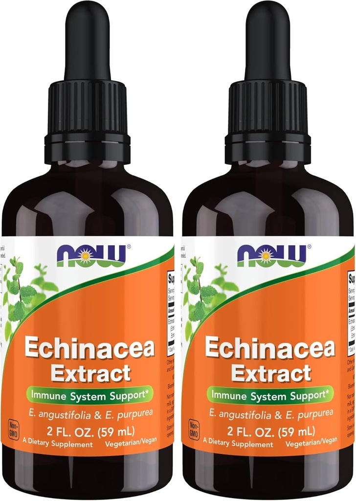 NOW Supplementen, Echinacea Extract Liquid with Dropper, Immuun System Support*, 2-Ounce (Pack of 2)