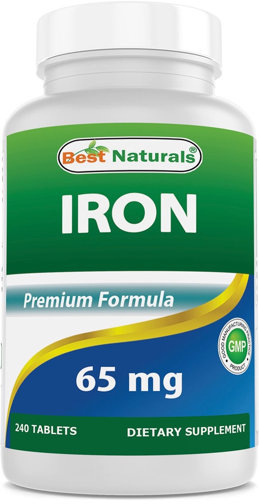 Best Naturals Iron Supplement - 65 mg - 240 tabletten - Non-GMO & Glutenvrij