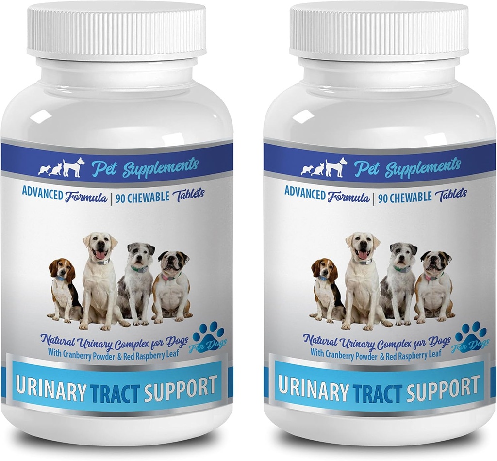 Supplément urinaire pour chien - SOUTIEN AUX TRACTS URINAIRES DOG - SOLUTION DE CRANBERRY NATUREL - SANTE GRANDE - VETEMENT RECOMMANDÉ - soins instinctifs pour chien canneberge - 2 bouteilles (180 traitements)