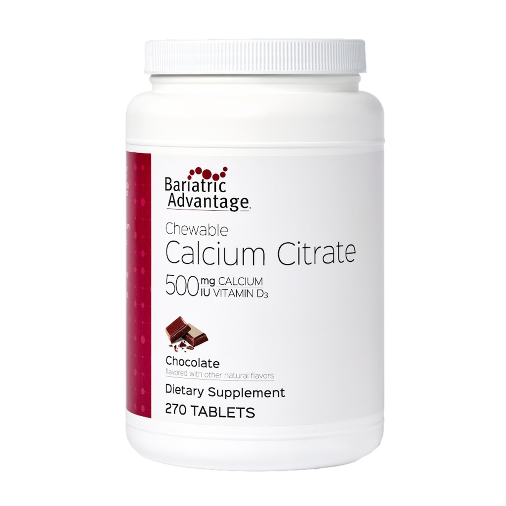 Bariatrische Voordeel Calcium Citrate Kauwbare 500 mg - voor Bariatrische Chirurgie Patiënten - Hoge Potentie, Easy-Digest Tablets - Calcium Citrate - Bone Strength Supplementen* - 270 Tellen - Chocolade