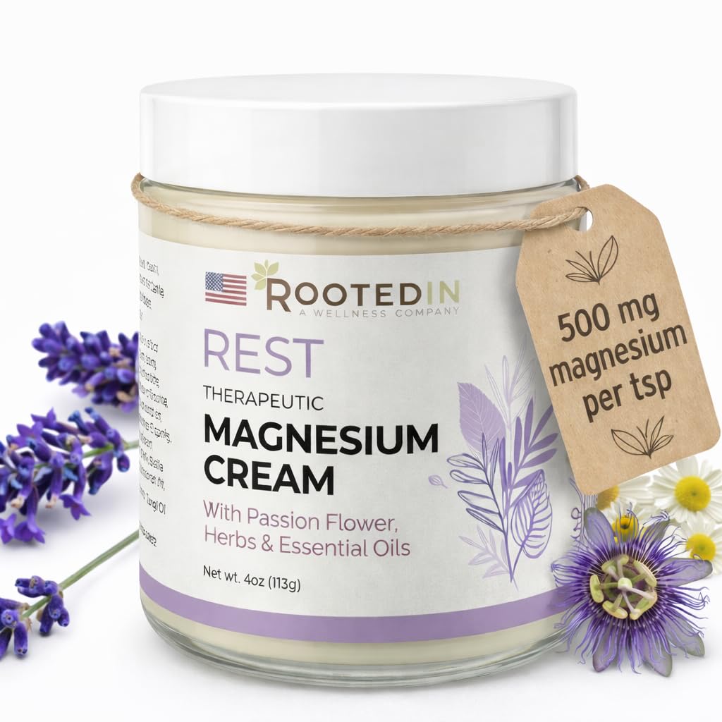 Enracinement dans le repos Lotion de magnésium pour le sommeil – Science aidé à dormir – 2X Plus Chlorure de magnésium – Détente rapide et efficace avec lavande, fleur de passion et camomille - Fabriqué aux États-Unis – 4 oz