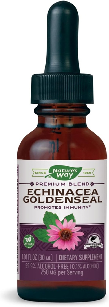 Nature's Way Premium Formula Echinacea-Goldenseal, 250 mg per portie, 99,9% Alcoholvrij, 1,01 Oz.