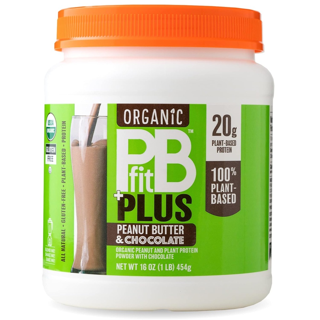 PBfit Vegan Organic Peanut Butter & Chocolate Plus Powder, 1 pond