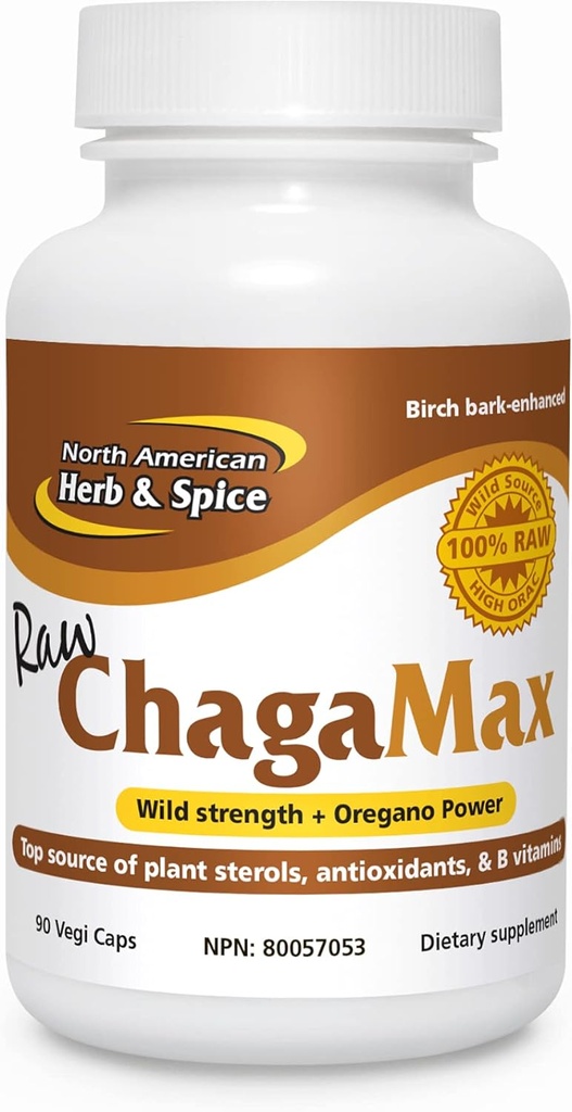 North American Herb & Spice ChagaMax - 90 Capsules - Adaptogen, Adrenal Support, Endurance & Stamina - Chaga Wild Mushroom Supplement, Whole Food Herbs - Non-GMO - 90 totale porties
