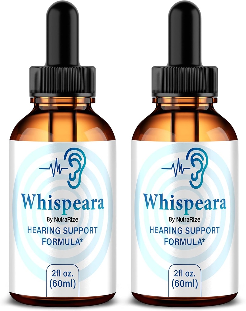 (2 Pack) Whispeara Drops - Official Whispeara ter ondersteuning van gezonde gehoor, focus en prestaties, alle natuurlijke Whispeara Hearing Support Formule, Premium Whispeara Gotas Review (60 Servings)