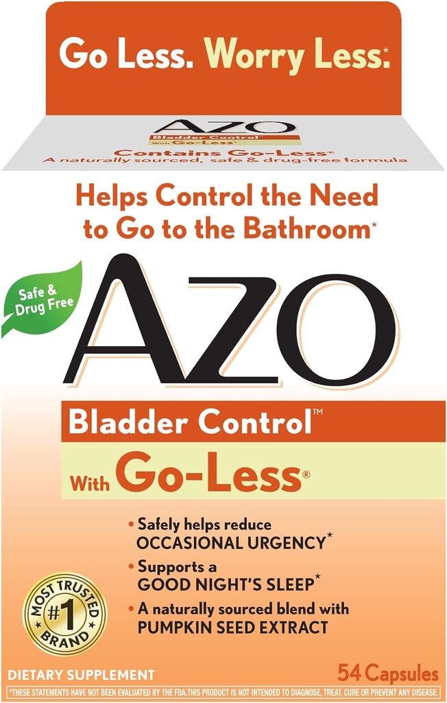 AZO Bladder Control met Go-Less Daily Supplement Helpt Verminderen Occasional Urgency* Helpt Verminderen Occasional Leakage Door Lachen, niezen en Oefenen??? 54 Capsules