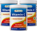 Meilleurs naturels 100% Vitamine pure C poudre non-OGM 1 lb (454 grammes) poudre (aussi appelée acide ascorbique) (1 LB (paquet de 3))