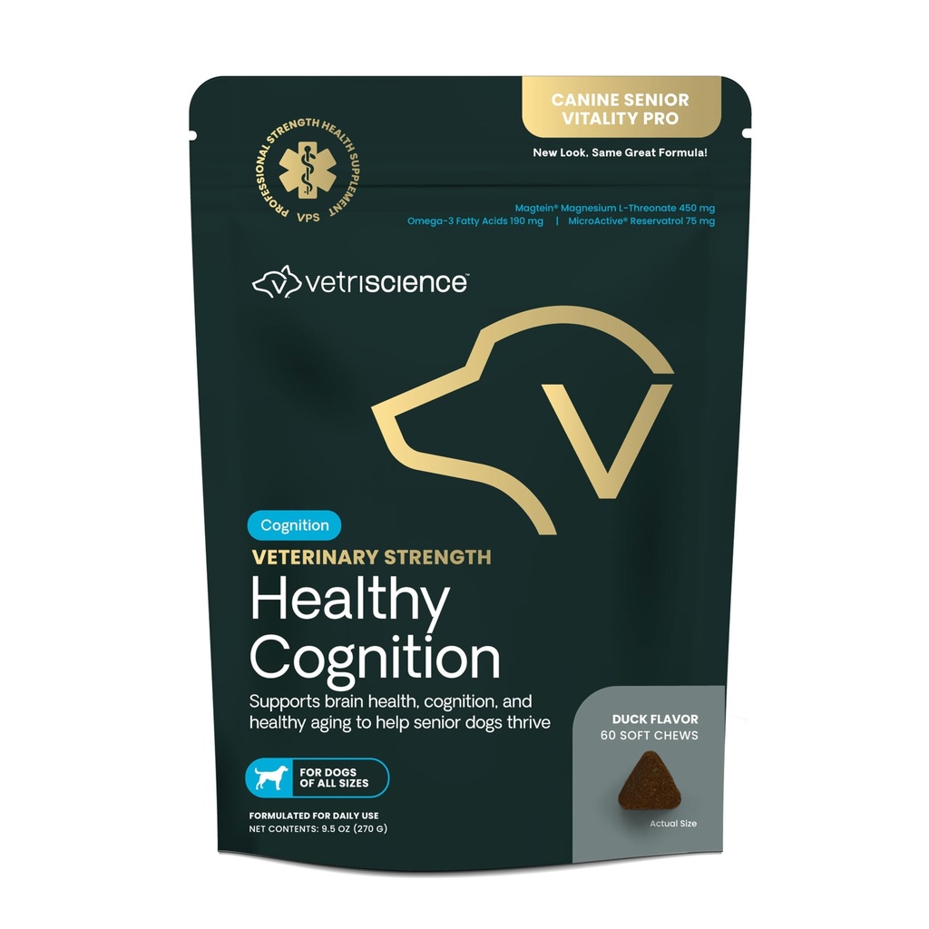 VetriScience Veterinary Strength Healthy Cognition Chews - Senior Wellness Supplement for Dogs - Supports Cognition, Immune Function & Metabolisme - 60 Tel.