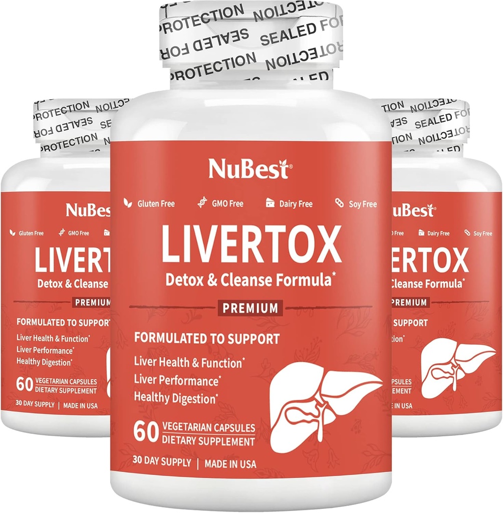 NuBest LiverTox - Premium Liver Health Formula - Liver Cleanse, Detox & Repair - met melkdistel, Choline, Beet, Kurkuma, Artichoke & Dandelion - 3 Pack 3 maanden Levering
