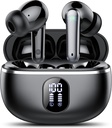 Draadloze oordopjes, Bluetooth 5.3 Headphones Big Bass Stereo, oordopjes met Noise Cancelling Mic LED Display, in ooroortelefoons IP7 Waterdicht, 50H Playtime voor Sport, Zwart