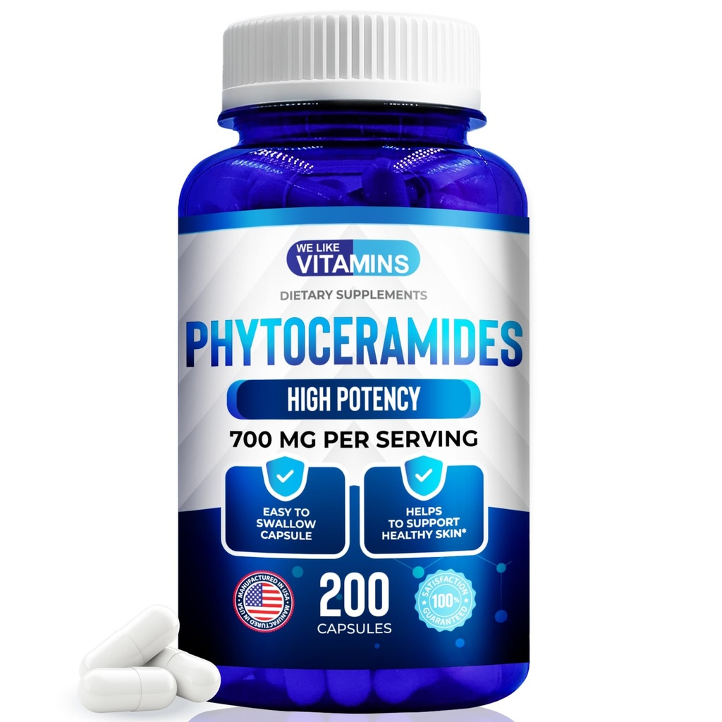 Wij houden van vitamines Phytoceramides 700mg - 200 Capsules Alle natuurlijke tarwevrij en plantaardige basis - Phytoceramide supplement - huidsupplement voor vrouwen - Ceramiden voor huidhydratatie, reparatie, verjonging